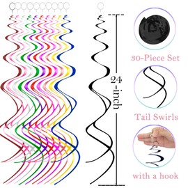30 Pcs Black Hanging Swirls Party Decorations 30 pcs Party Streamers Decorations for Ceiling