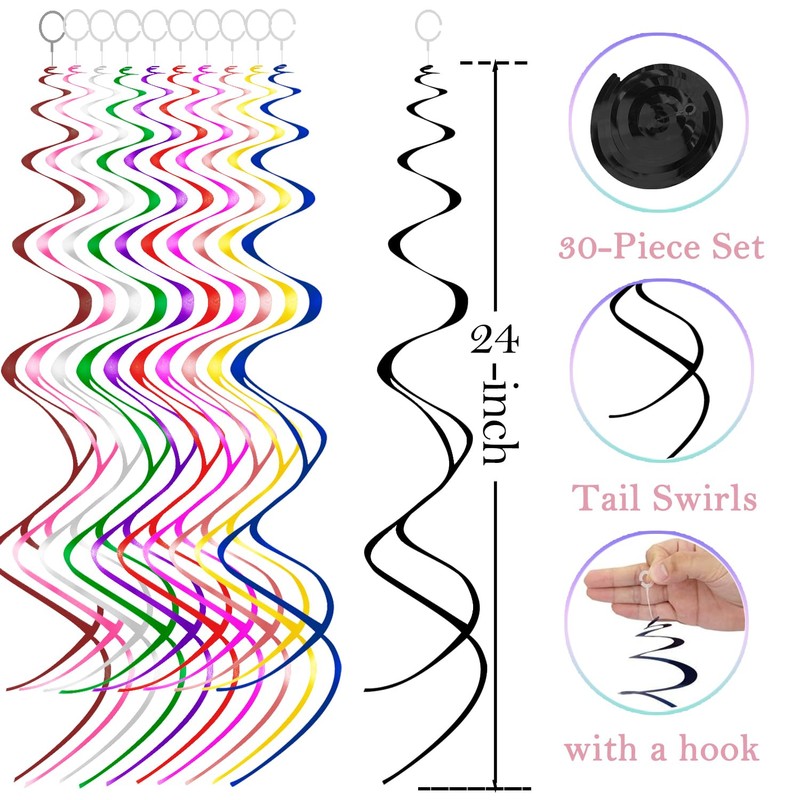 30 Pcs Black Hanging Swirls Party Decorations 30 pcs Party