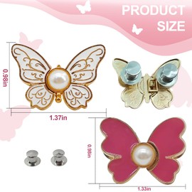 Butterfly Pant Waist Tightener Pants Tightener 12pcs Pants Waist Tightener Decorative Belt Buckle with No Sewing Or Tools Required