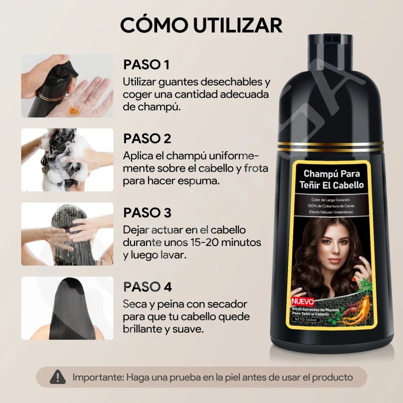 Kaisasa Shampoo Con Tinte Para Cubrir Canas 2 Pzs