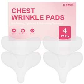 TEAWOO 4 PCS Silicone Chest Wrinkle Pads | Reusable Wrinkle Patches | Overnight Anti-Wrinkle Solution for Youthful Skin | Reusable Anti-Aging Patches for Neck | Hypoallergenic, Long-Lasting