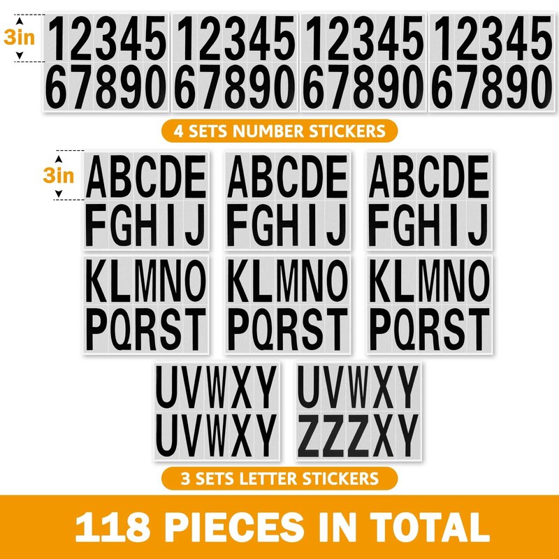 Seloom 118 Pieces Reflective Mailbox Numbers and Letters Stickers,Self-Adhesive vinyl