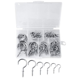 nuoshen 75 Pieces Multi-Size Ceiling Hooks,Nickel Plated Metal Screw-in Ceiling Cup Hook