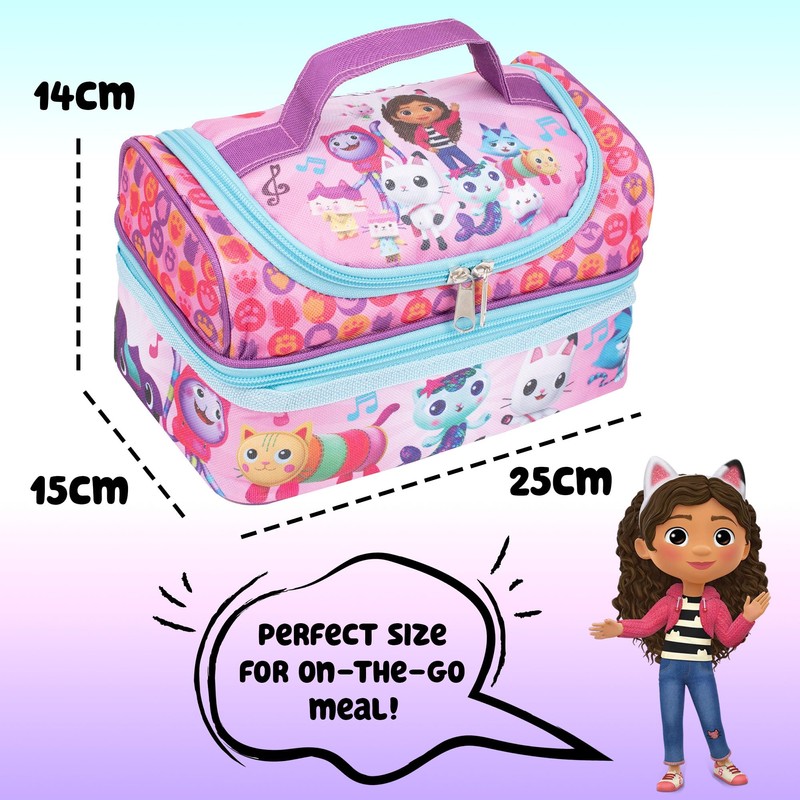 Gabby's Dollhouse - Lunch Bag for Kids - Multi-Compartment Snack