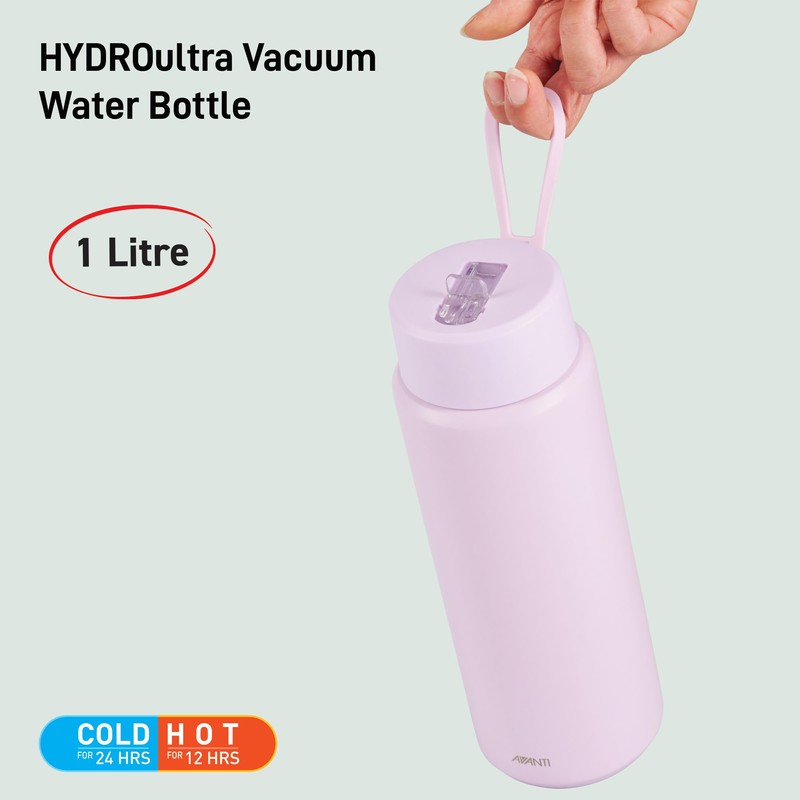 Avanti HydroUltra Stainless Steel Ceramic-Lined Vacuum Water Bottle with Strap,