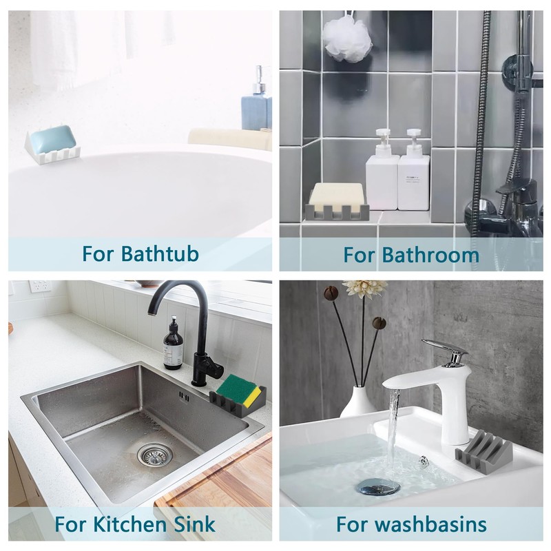 Coipdfty Soap Dishes, Silicone Shower Soap Dish with Drianage, Bar