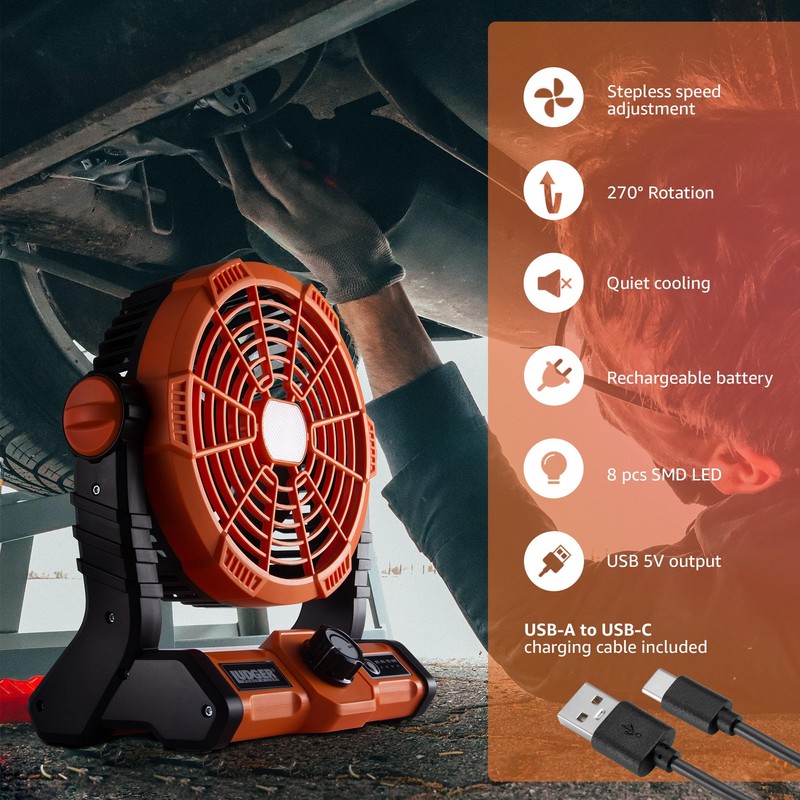 LUDGER 7" 3-in-1 Rechargeable Fan (EL-705WF), Portable, LED, Long Battery