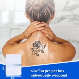 Transparent Film Dressing 50 Packs-Clear Bandages for Wounds 6" x 8", Waterproof Adhesive Wound Cover Bandages for Post Surgical Shower or IV Shield, Scar Therapy, Tattoo Dressings