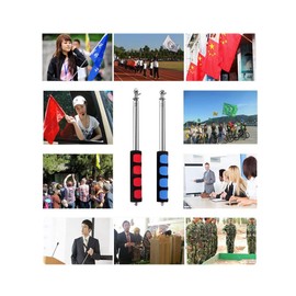 Telescopic Flag Pole,2 Pack Guide Flag Stainless Steel Telescopic with Sponge Grip Flagpol Collapsable Teaching Pointer for Tour Guides Camping Travel Marchers Flags Banners Teachers 1.2M Blue+Red