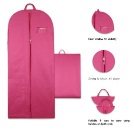 Goal Winners Breathable Wedding Gown Long Dress Bridesmaid Showerproof Garment Clothes Cover Storage Bags - 183cm (72 Inch) - Pink