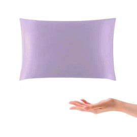 100% 22 Momme Mulberry Silk Small Pillow 10"x 13" Made in USA, Organic Cotton Fill, Travel Size Mini Nap Pillow with Silk Pillow Case, Soft Tiny Little Pillow, Hypoallergenic (Lavender)