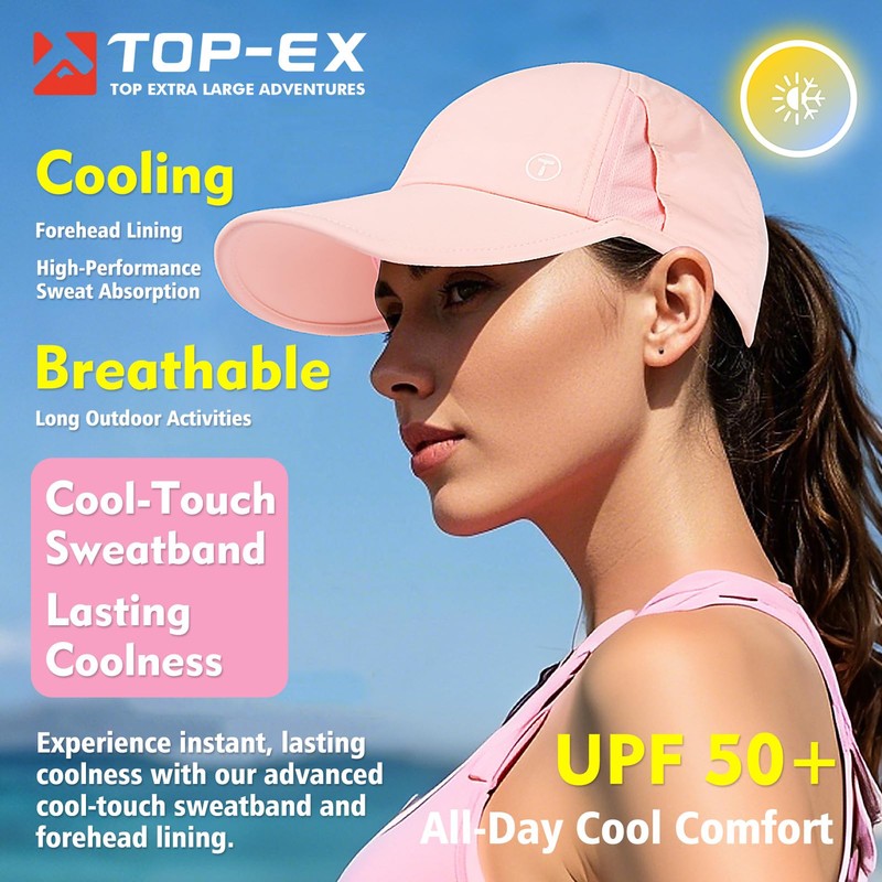 TOP-EX Womens High Ponytail Baseball Cap Cooling UPF 50 Summer
