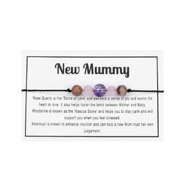 tenghong2021 Chakra Amethyst Crystal Beaded Bracelet with Caring Wish Card Adjustable Spiritual Anxiety Love Friendship Stone Beads Braide String Bracelet Yoga Meditation Dhyana for Women Men Jewelry Birthday Gifts Presents-New Mommy