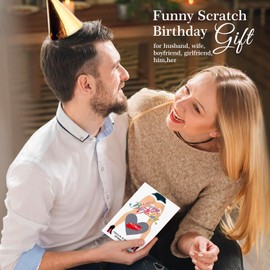 D24TIME Funny Husband Birthday Card - Naughty Scratch off Birthday Card for Boyfriend with Envelope - Interactive Bday Gifts for Men Women Her Him