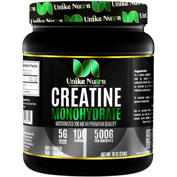 Unike Nutra Creatine Monohydrate Powder |Pure Micronized Creatine for Enhanced