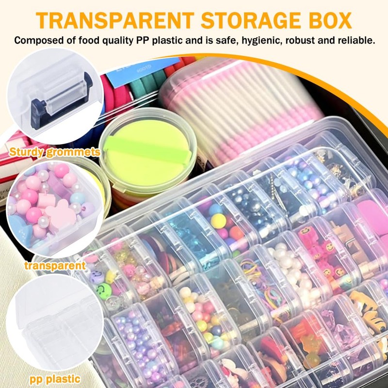 Sxutop Pack of 45 Small Storage Boxes, Transparent Plastic Storage