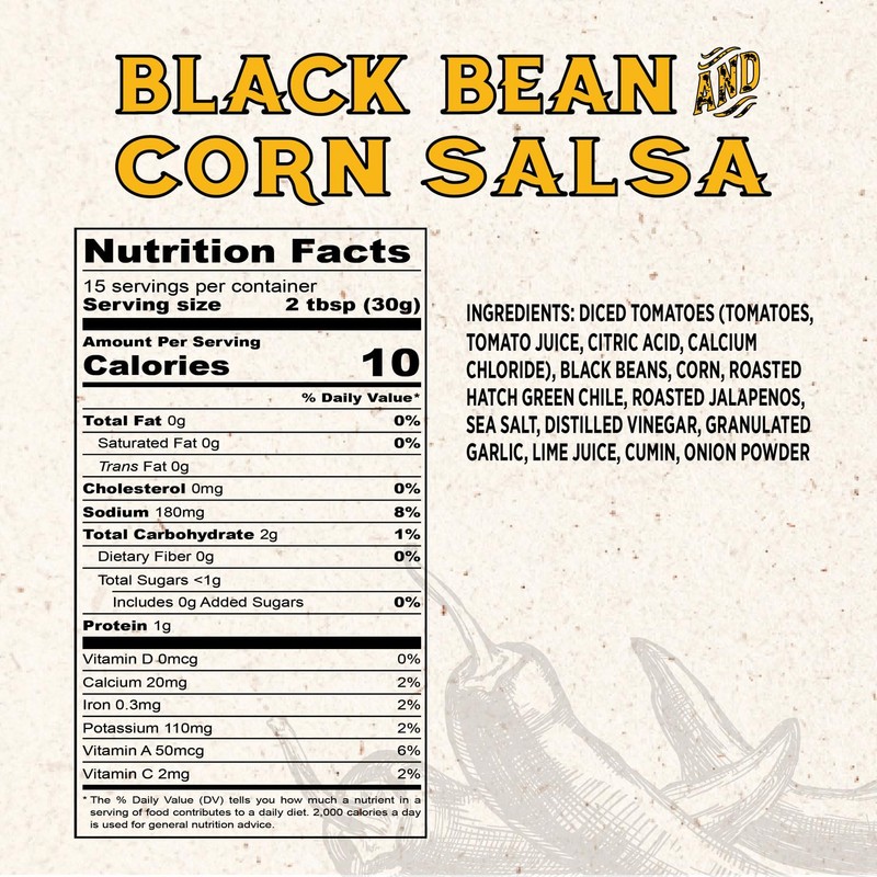 El Pinto Black Bean And Corn Salsa, Medium, 16 Ounce