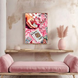 SUHEFAFA Poker Paint by Numbers Adult Paint by Numbers Cocktail DIY Adults, Acrylic Paint Canvas and 3 Brush Kit Gift Home Decoration Without Frame (40 x 50 cm)