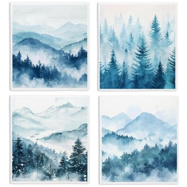 LARTSFRO Winter Tree Christmas Swedish Dishcloths for Kitchen, Swedish Dish Cloths for Pine Tree, Papaya Reusable Paper Towels, 4 Pack Dish Towels for Kitchen, Reusable Paper Towels Washable