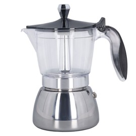 Pot, 6 Cup Italian Coffee Pot, Stainless Steel Italian Coffee Pot, with Transparent ABS Lid, Portable Stovetop Coffee Pot for Camping Travel