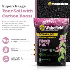 Wakefield Premium Biochar Indoor Plant Potting Mix with CarbonBoost – Professional Grade Soil for Houseplants & Indoor Plants – Organic Compost Potting Soil with Pine Bark and Worm Casting – 4 Quart