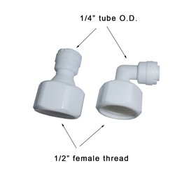 MALIDA Quick Connector Female Thread Adapter Elbow and Straight Combination, 1/2 Inch Thread x 1/4 Inch Tube OD Push to Connect Fittings, for Water Filter purification systems.(pack of 10)