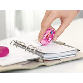 tesa UK Mini Roller Correction ecoLogo - 2 Pack Multicoloured Small Ergonomic White Out Tape, Tape Size 6 m x 5 mm