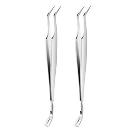 ccHuDE 2 Pcs Stainless Steel Tick Tweezers Dual Tipped Tick Remover Tool First Aid Tweezers Tick Killer Tweezer for Human Dogs Cats