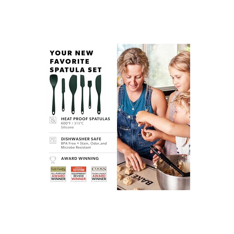 DI ORO 6-Piece Silicone Spatula Set - Heat-Resistant Kitchen Utensils