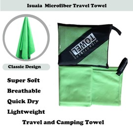 isuaia Reusable Quick Dry Beach Towels,Microfiber Travel Towel,Compressed Lightweight Bath Towel for Beach Hiking Gym Yoga Travel Sports Swimming Camping(Green, 30"*60")