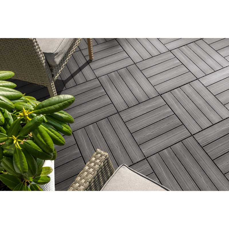 Design House Square Deck Tiles, Interlocking Wood Composite Decking, 1000lb