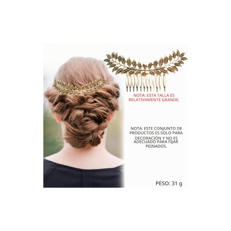 6 piezas de peinetas pelo vintage metálicas para mujer