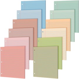 PerKoop 600 Sheets Loose Leaf Paper 8.5" x 11" Colored Filler Paper 12 Pack Lined College Ruled Paper 3 Hole Punched Notebook Paper for Office School Supplies (Earthy Color)