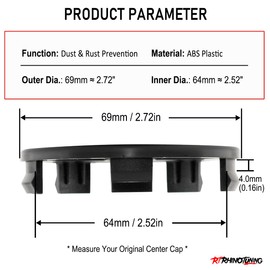 RTRHINOTUNING 4PCS 69mm Wheel Center Caps Compatible with 1 2 3 4 5 Series E81 E87 F20 F87 E90 F30 Rim Caps 36136768640 36136783536, OD: 2.72"(69 mm) ID: 2.52"(64 mm) Black
