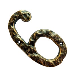 5.5 Inch Cast Iron House Numbers - Hammered Finish Mailbox Numbers - Metal Address Plaque Numerals - Weatherproof, Easy to Install, Soild Home Decor/Number 6