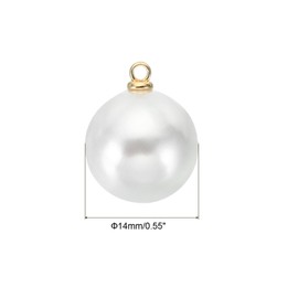 PATIKIL 8mm Pearl Charm, 50 Pack Pearl Beads Faux Pearl Pendant Charm Beautiful Designer for Jewelry Making Bracelets Earrings Necklace Wedding Decorations Crafts Dress, White Gold