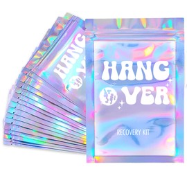 BeSAVAGE Hangover Kit Bags 10 Piece - (4x6 Inches) Printed Holographic Bags Bachelorette Party Gift Supplies Wedding Disco Favors, Ziplock (Hangover, 4"x6")