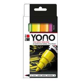 Marabu YONO Neon Paint Markers - Unleash Your Creativity with Our Versatile Set of 4 Acrylic Paint Pens for Any Surface