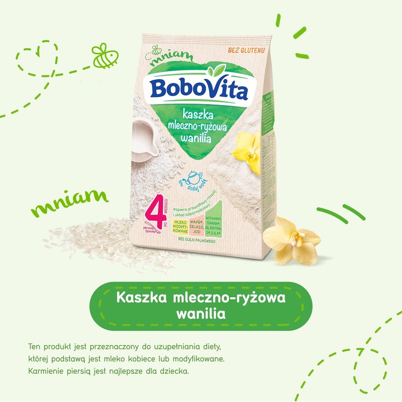 Bobovita Milk and Rice Gruel Vanilla for Babies (230g/8.1oz)