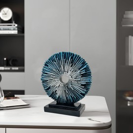 Paytonture Abstract Statue for Home Decor,Office Desk Sculpture for Men,Creative Round Line Ornament for Bookshelf,Modern Decorative Sculpture,Bedroom,Livngroom,Table(Blue)