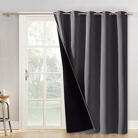 NICETOWN Total Shade Patio Door Curtain, Heavy-Duty Full Light Shading Sliding Door Drape Room Divider Curtain, Vertical Blinds for Windowï¼1 Panel, 70 inches Wide x 95 inches Long, Gray
