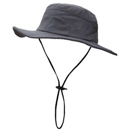JAOAJ Men's Summer Hat Fishing Hat Fishing Hat Outdoor Safari Hat Foldable Hiking Hat Sun Hat UV Protection Camping Hat Garden Hat Boonie Bush Hat, lightgrey