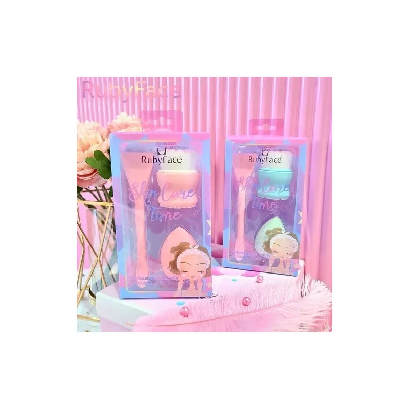 Set Esponja Puff Maquillaje Y Limpieza Facial Rubyface