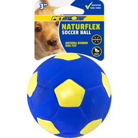 PetSport Naturflex Medium Soccer Ball Latex Dog Toy | Natural Soft, Bouncy, Squeaky Rubber Latex Chew Toy | Safe for Indoor Play | 3"