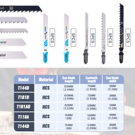 25 Pcs Jigsaw Blades T Shank, Multi-Purpose HCS Jigsaw Blades Set, Assortment of Professional T-Handle Jig Saw Blade Kits for Metal Cutting Wood Pruning