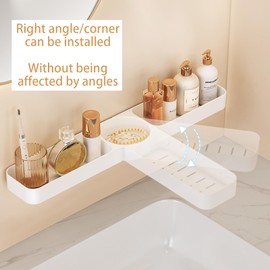 Iilnlaty Shower Organizer Corner with Holder,No Drilling Showers Caddy,Acrylic Bathroom Rack for Inside Showering for Home Deco & Counter Storage(White L)