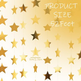 Tabanzel Sparkling Reflective Star Garland Decoration -Star Paper Bunting Banner Party Hanging Ribbon Decorations for Wedding Baby Showers Birthday Christmas Holiday Home Decor