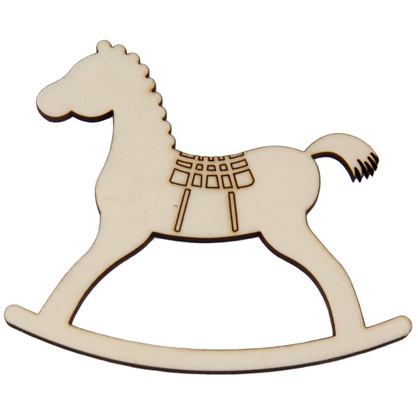 Sagoma cavallo a dondolo IN LEGNO decorazione cavallucci da decorare baby nascita, 36 x 29,2