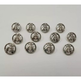Unbranded 12 pcs Bee Honeybee Molded Silver Plastic Sewing Shank Buttons 1/2" 12mm Vintage