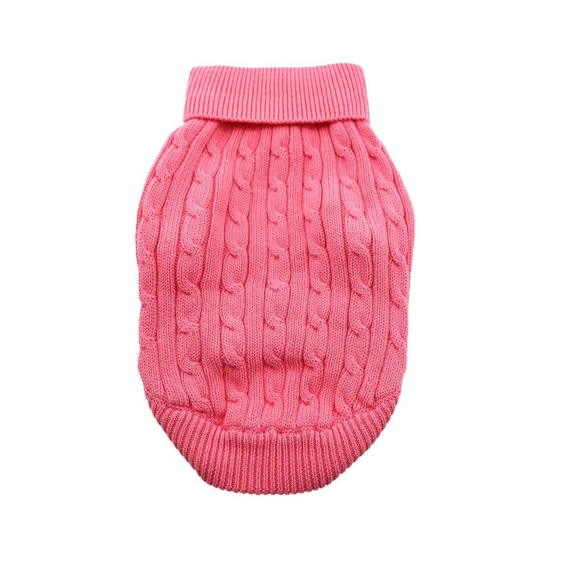 DOGGIE DESIGN Combed Cotton Cable Knit Dog Sweater - Candy